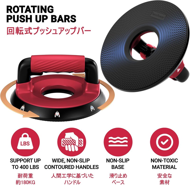Readaeer Push Up Bars, Rotating Handle Design with Bearings for Smooth, Effortless for a Wider Range of Motion, Handle Rotation, Wide Grips with Non-Slip Rubber Pads for Comfort Exercise - Image 4